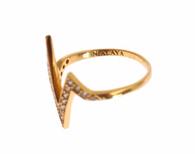 Gold 925 Silver Womens Clear CZ 18K Ring Nialaya