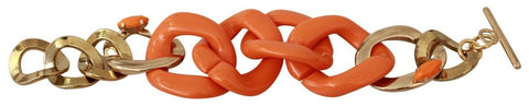 Gold Orange Chain Wide Brass Plastic Bracelet Ermanno Scervino