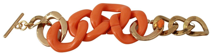 Gold Orange Chain Wide Brass Plastic Bracelet Ermanno Scervino