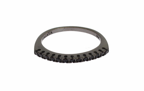 Black CZ Rhodium 925 Silver Womens Ring Nialaya
