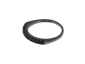 Black CZ Rhodium 925 Silver Womens Ring Nialaya