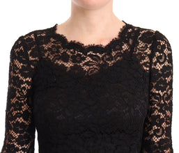 Black Cotton Lace Mermaid Long Sleeves Dress Dolce & Gabbana