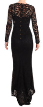 Black Cotton Lace Mermaid Long Sleeves Dress Dolce & Gabbana
