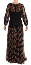 Black Lace Floral Polka Maxi Capri Dress Dolce & Gabbana