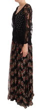 Black Lace Floral Polka Maxi Capri Dress Dolce & Gabbana