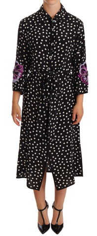 Black White Crystal Sequined Floral Dress Dolce & Gabbana