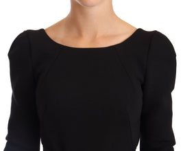 Black Wool Stretch Sheath Open Back Dress Dolce & Gabbana