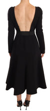 Black Wool Stretch Sheath Open Back Dress Dolce & Gabbana