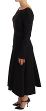 Black Wool Stretch Sheath Open Back Dress Dolce & Gabbana
