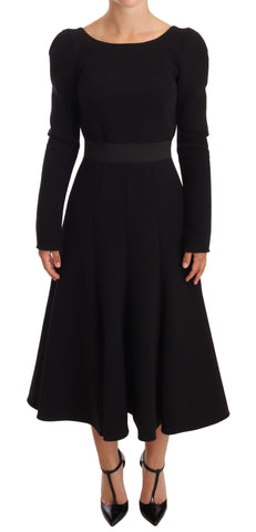 Black Wool Stretch Sheath Open Back Dress Dolce & Gabbana
