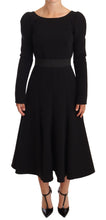 Black Wool Stretch Sheath Open Back Dress Dolce & Gabbana
