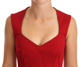 Red Sweetheart Sleeveless Midi Stretch Dress Dolce & Gabbana