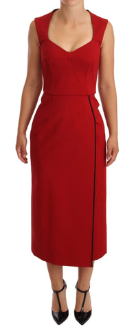 Red Sweetheart Sleeveless Midi Stretch Dress Dolce & Gabbana