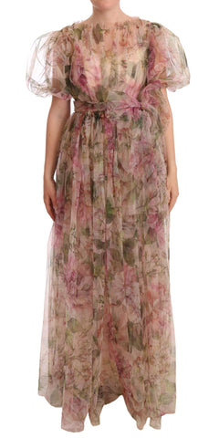 Multicolor Floral Print Long Maxi Gown Dress Dolce & Gabbana