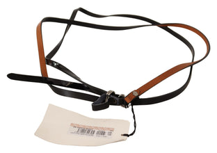 Brown Leather Silver Tone Buckle Belt Costume National