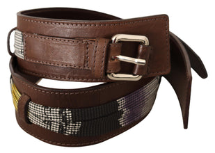 Brown Leather Silver Buckle Belt Costume National
