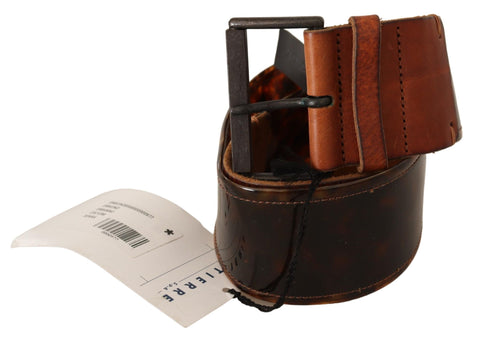 Dark Brown Leather Buckle Waist Belt Ermanno Scervino