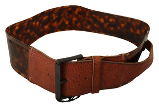 Dark Brown Leather Buckle Waist Belt Ermanno Scervino