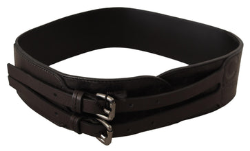 Dark Brown Leather Double Buckle Belt Costume National