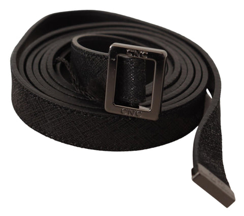 Black Leather Metal Buckle Waist Belt Costume National