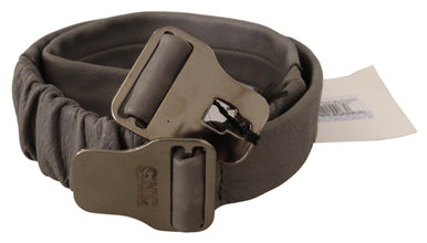 Gray Leather Silver Buckle Waist Belt Costume National
