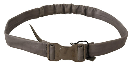 Gray Leather Silver Buckle Waist Belt Costume National