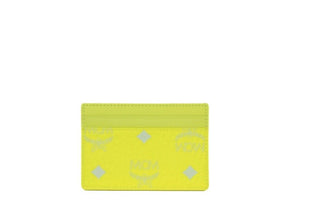 Spectrum Diamond Mini Neon Yellow Visetos Leather Card Case Holder Wallet MCM