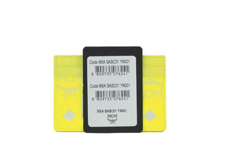 Spectrum Diamond Mini Neon Yellow Visetos Leather Card Case Holder Wallet MCM