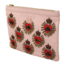 Clutch Pink D&G Logo Devotion Heart Toiletry Pouch Wallet Dolce & Gabbana