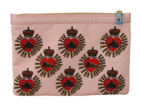 Clutch Pink D&G Logo Devotion Heart Toiletry Pouch Wallet Dolce & Gabbana
