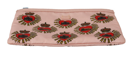 Clutch Pink D&G Logo Devotion Heart Toiletry Pouch Wallet Dolce & Gabbana