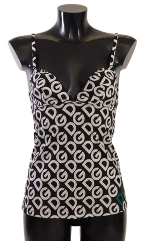 Black White Logo Print Camisole Top Underwear Dolce & Gabbana