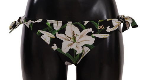 Bikini Bottom Black Lily Print Swimsuit Swimwear Dolce & Gabbana