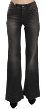 Black Washed Mid Waist Flared Denim Casual Jeans John Galliano