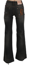 Black Washed Mid Waist Flared Denim Casual Jeans John Galliano