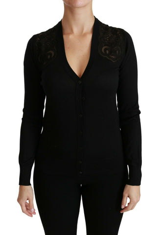 Black Lace Sweater Cardigan Sweater Dolce & Gabbana