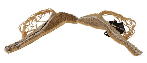 Beige Straw Raffia Woven Crochet Cover Up Top Dolce & Gabbana