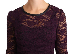Purple Lace Long Sleeve Top Blouse Dolce & Gabbana