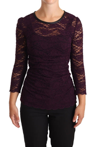 Purple Lace Long Sleeve Top Blouse Dolce & Gabbana