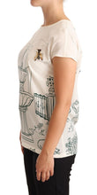 White Silk Garden Fountain T-Shirt Blouse Dolce & Gabbana