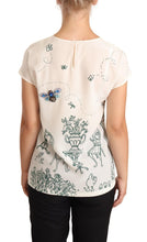 White Silk Garden Fountain T-Shirt Blouse Dolce & Gabbana
