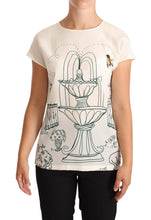 White Silk Garden Fountain T-Shirt Blouse Dolce & Gabbana