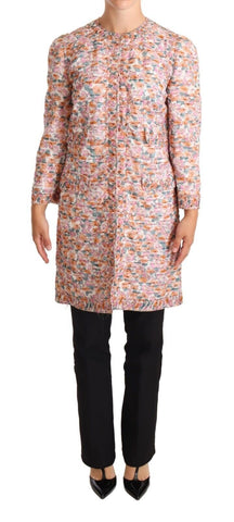 Multicolor Floral Print Silk Trench Coat Jacket Dolce & Gabbana