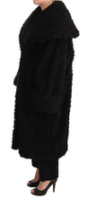 Black Polyester Fur Trench Coat Jacket Dolce & Gabbana