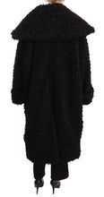Black Polyester Fur Trench Coat Jacket Dolce & Gabbana