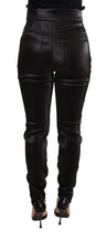 Black Silver Lurex Thread Cotton Stretch Pants Dolce & Gabbana