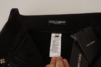 Black Silver Lurex Thread Cotton Stretch Pants Dolce & Gabbana