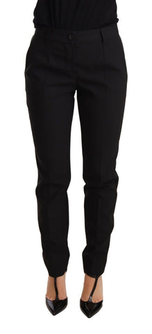 Black Tapered Women Trouser Virgin Wool Pants Dolce & Gabbana
