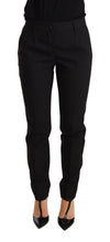 Black Tapered Women Trouser Virgin Wool Pants Dolce & Gabbana