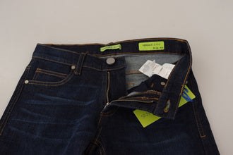 Dark Blue Cotton Low Waist Skinny Denim Jeans Versace Jeans